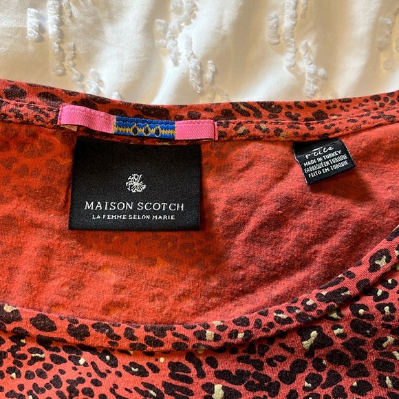 Maison Scotch red leopard print long sleeve shirt - Picture 2 of 4